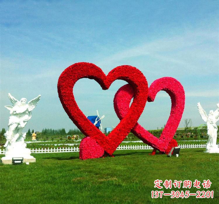 不锈钢植绒爱心雕塑