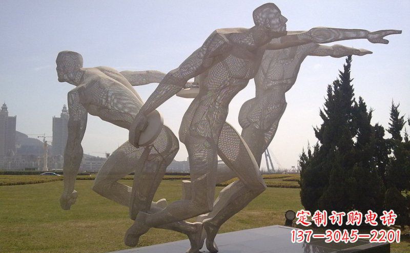不锈钢掷铁饼的人物公园景观雕塑
