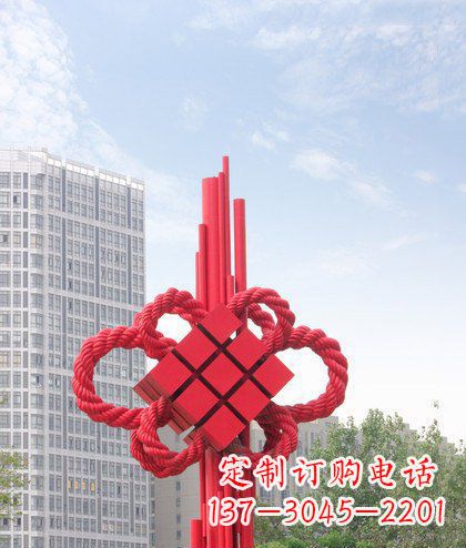 不锈钢中国结城市景观雕塑 (2)