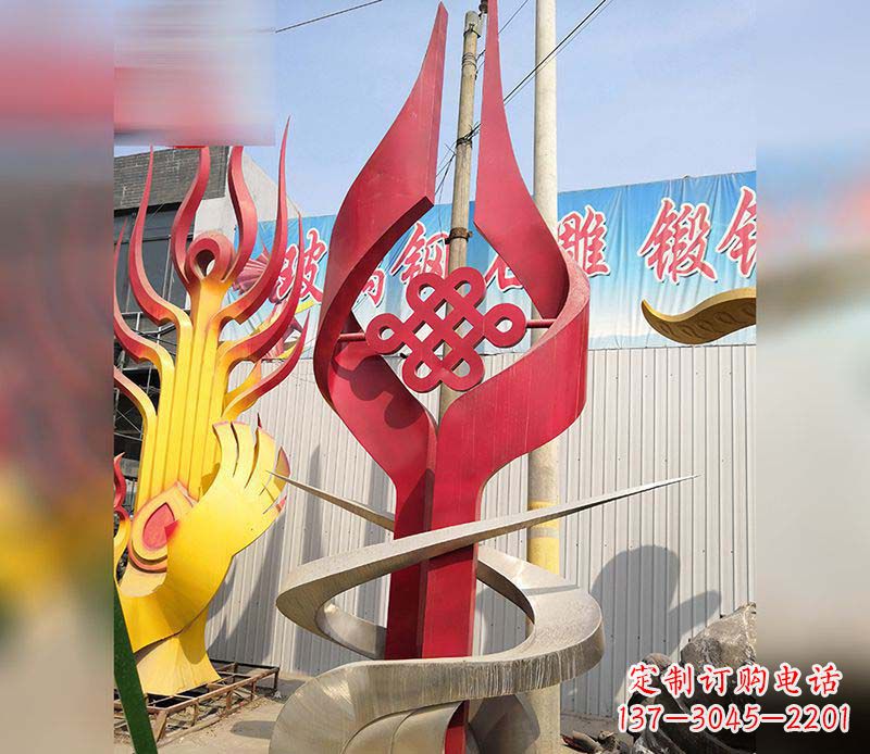 不锈钢中国结移动标志雕塑
