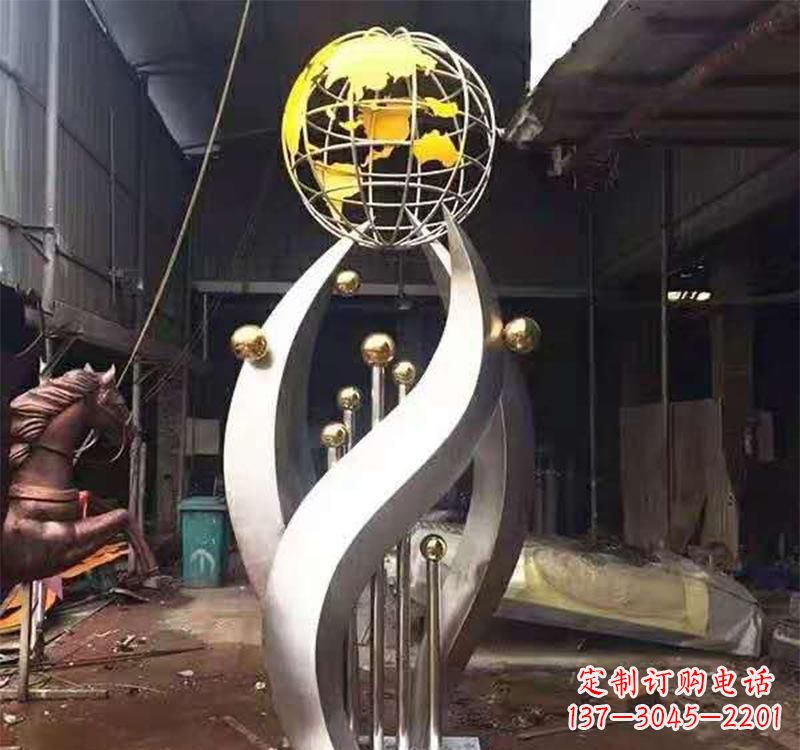 不锈钢转动地球仪雕塑