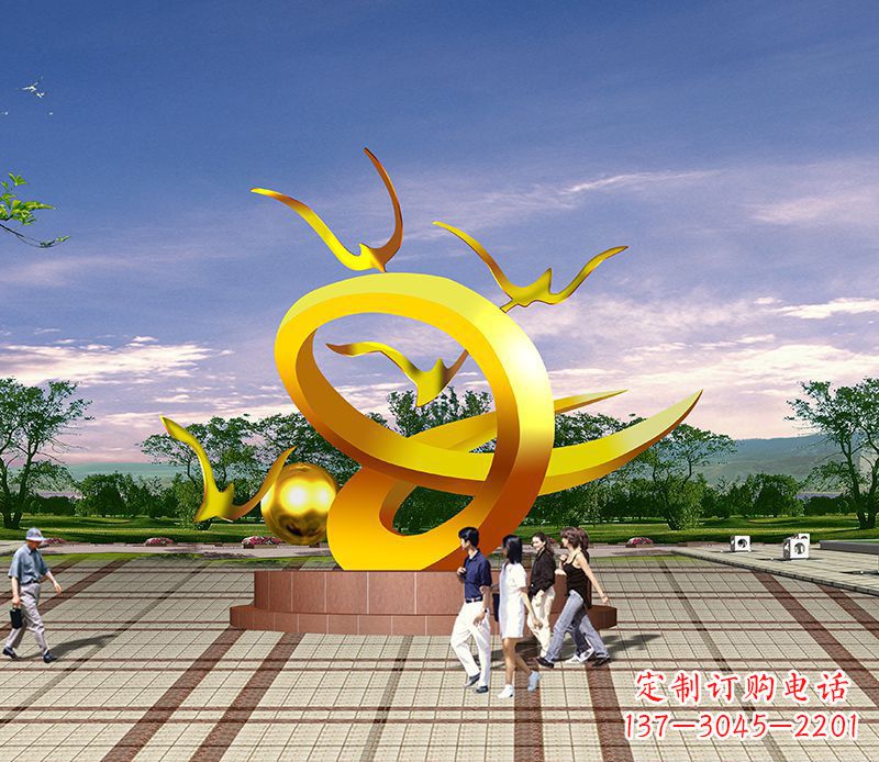 不锈钢自由飞翔景观雕塑