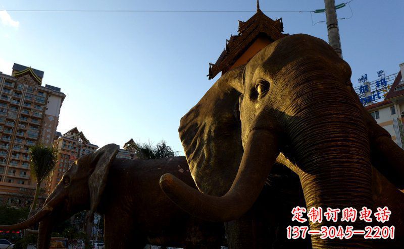 步行街大象景观铜雕