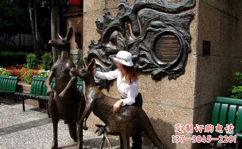 步行街袋鼠景观铜雕