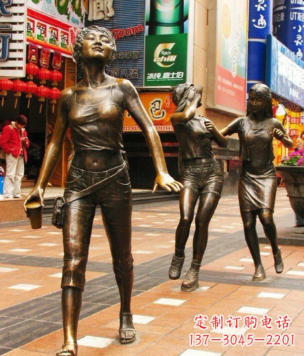 步行街/逛街/女孩/人物/铜雕-步行街逛街的女孩人物铜雕 步行街/逛街/女孩/人物/铜雕-步行街逛街的女孩人物铜雕