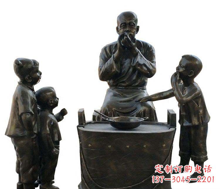 步行街广场吹唐人小品铜雕
