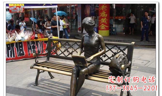 步行街景观人物铜雕