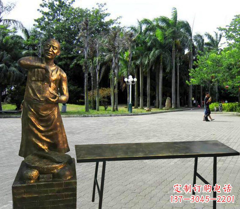 步行街小吃人物铜雕