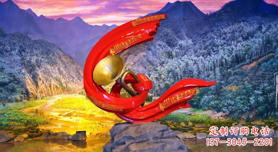 部队不锈钢军号乐章雕塑