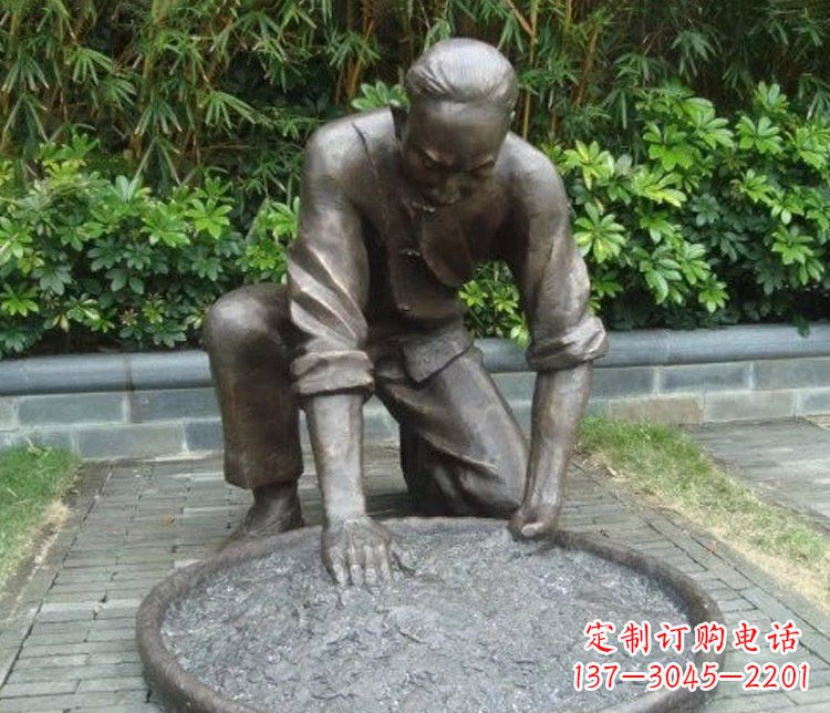 采茶园林人物铜雕塑