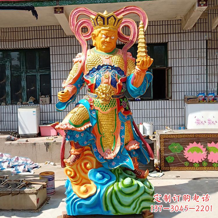 彩绘托塔天王玻璃钢雕塑