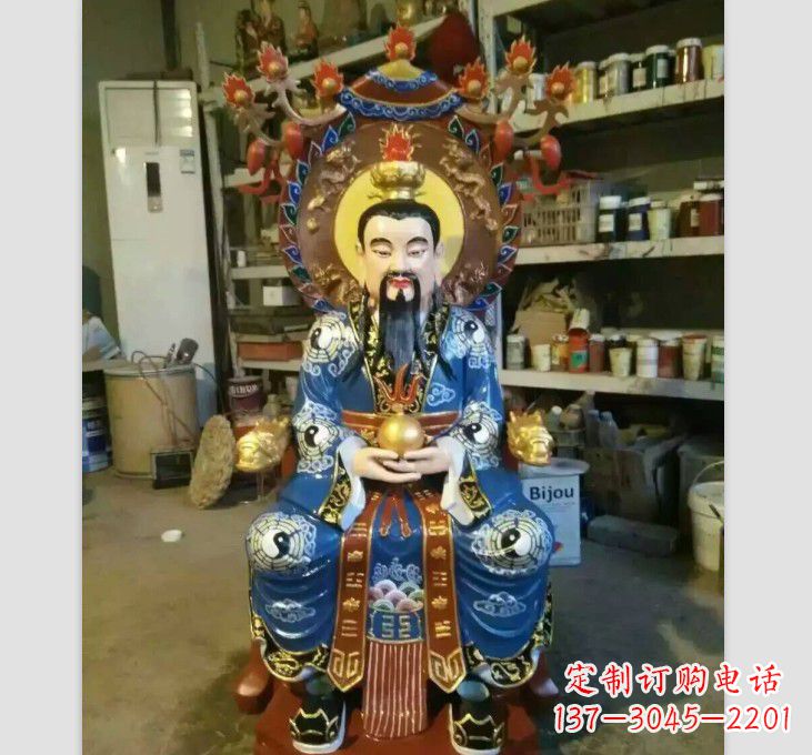 彩绘元始天尊铜雕