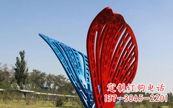 彩色不锈钢抽象蝴蝶雕塑