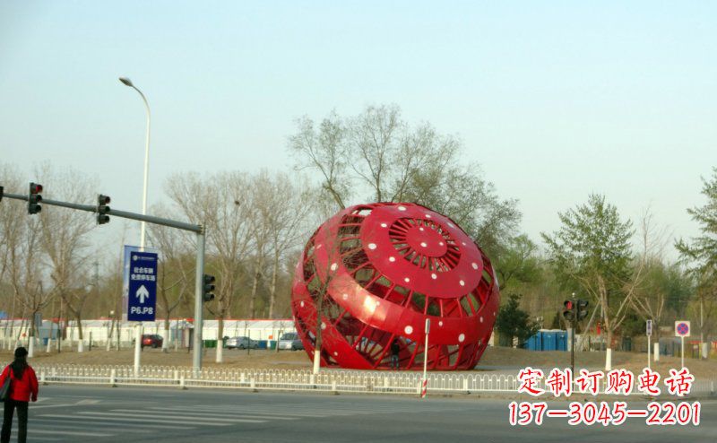 彩色不锈钢球公园雕塑