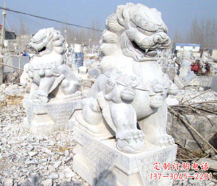 踩球门口看门狮子石雕