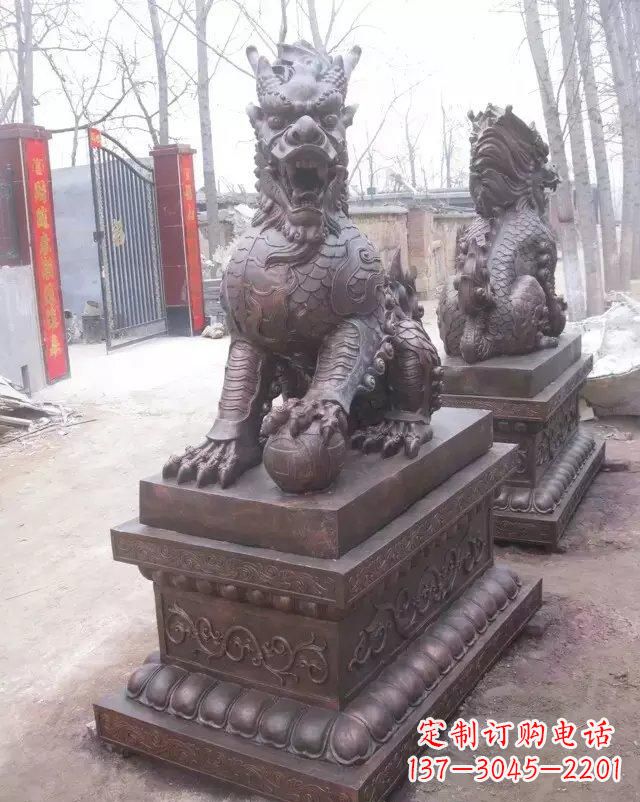 踩球麒麟铜雕