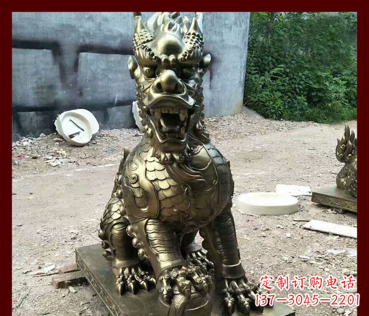 踩球麒麟镇宅铜雕