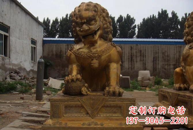 踩绣球狮子铜雕