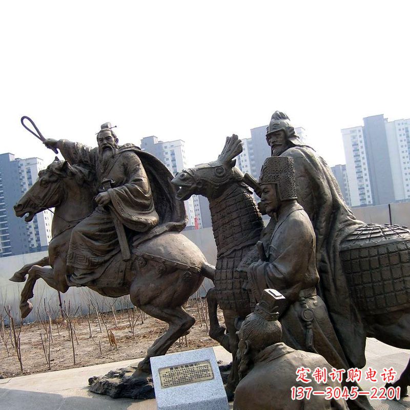 曹操东临碣石情景小品雕塑-纯铜铸造文化典故情景雕塑
