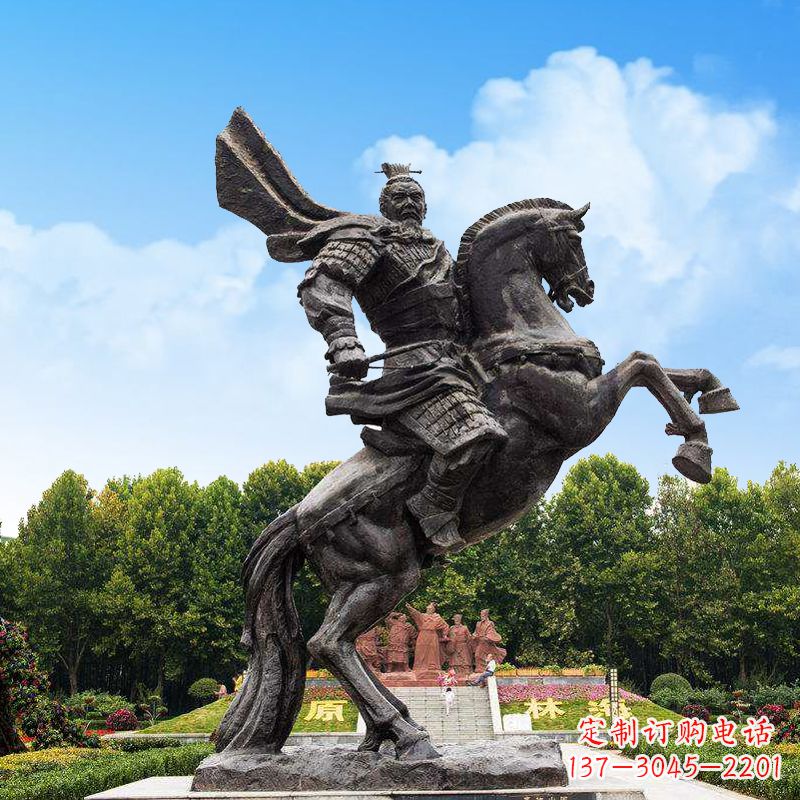 曹操骑马铜雕塑像-景区历史名人古代帝王雕塑