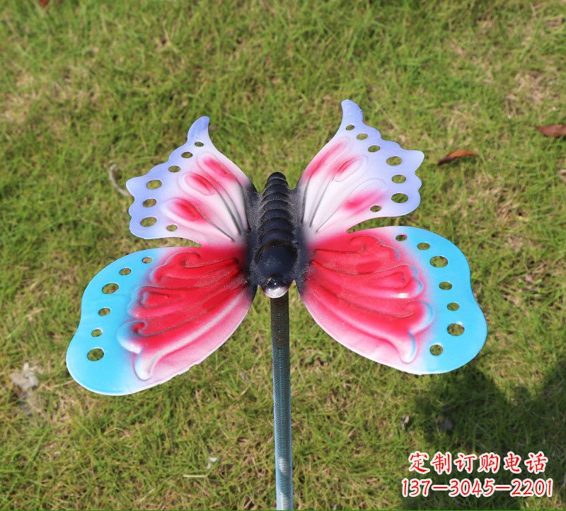 草坪动物不锈钢蝴蝶插件雕塑