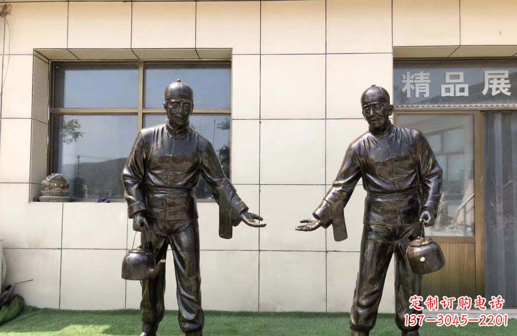 茶馆民俗店小二铜雕