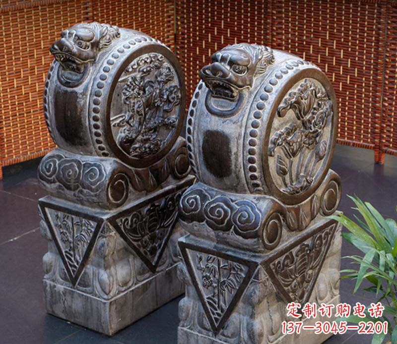 仿古石门墩雕塑,提升茶楼景观 仿古石门墩雕塑,提升茶楼景观
