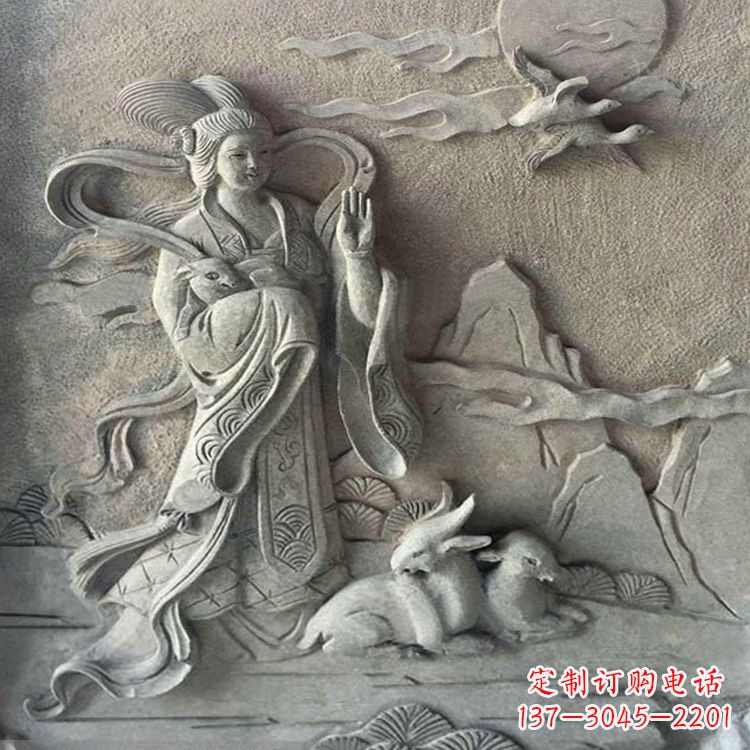 嫦娥浮雕-上古神话人物道教月神太阴星君雕塑