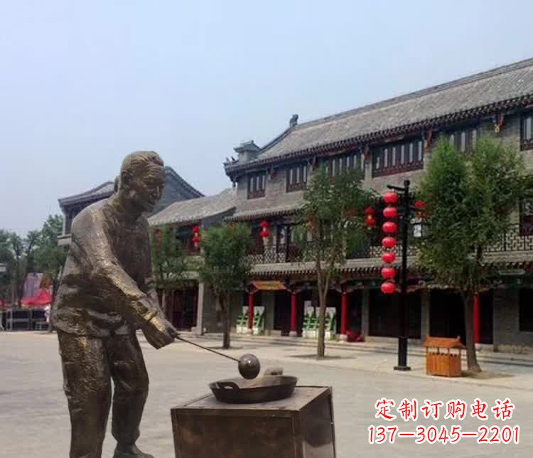 炒菜民俗人物铜雕