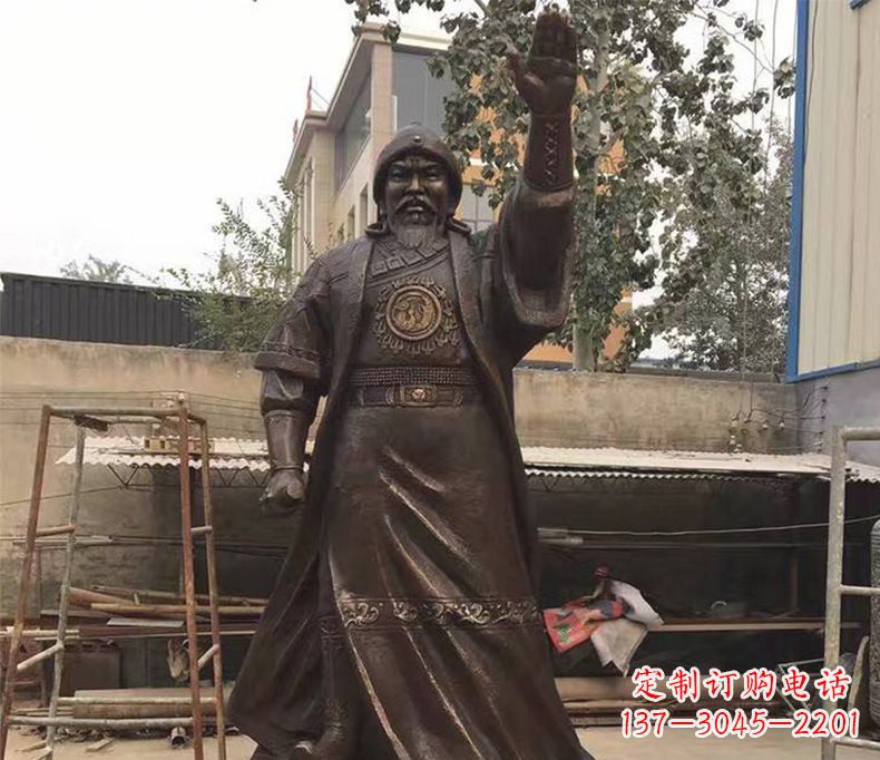 成吉思汗雕塑 - 成吉思汗/挥手/铜雕