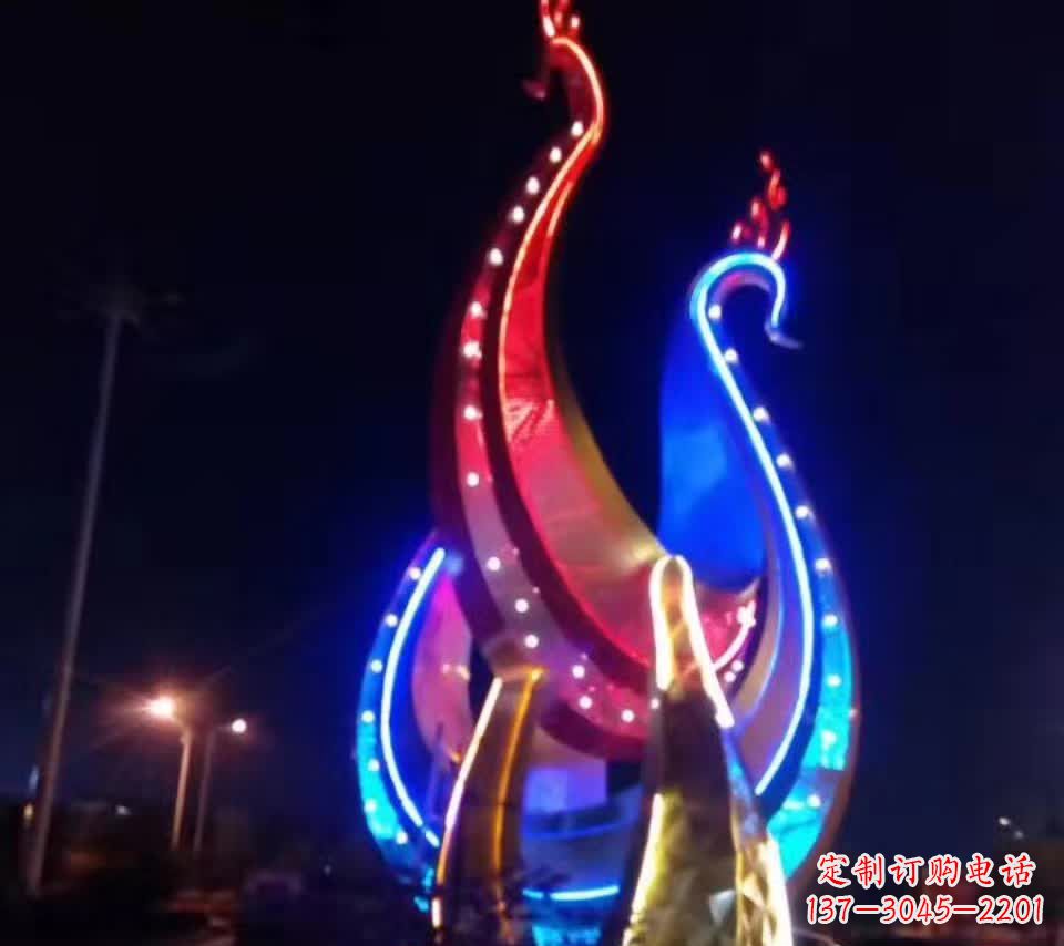 城市不锈钢彩色景观灯饰雕塑