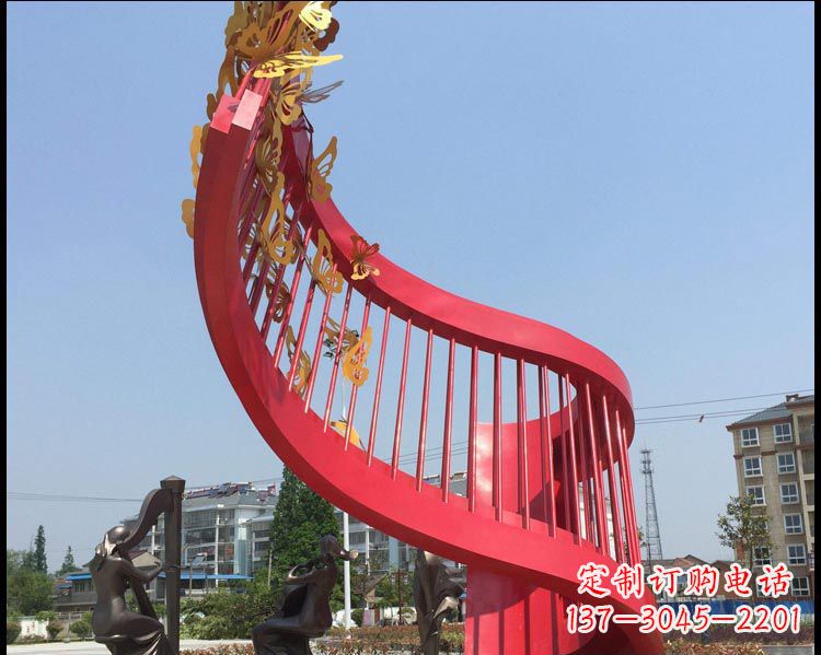 城市不锈钢抽象创意红色雕塑