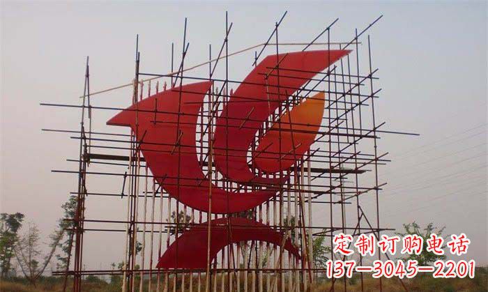 城市不锈钢抽象和平鸽雕塑
