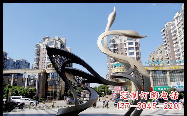 城市不锈钢抽象天鹅雕塑