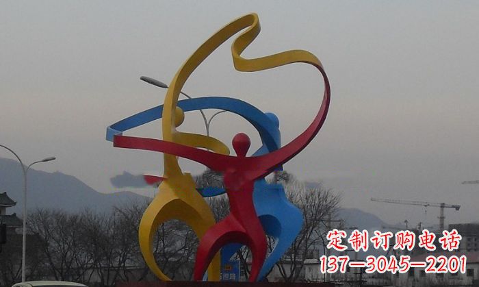城市不锈钢抽象跳舞人物雕塑