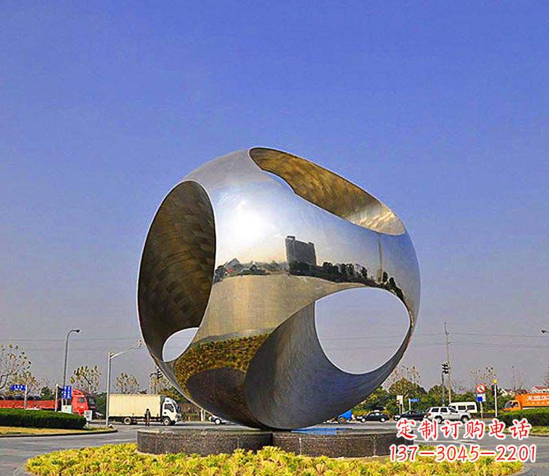 城市不锈钢抽象圆球雕塑