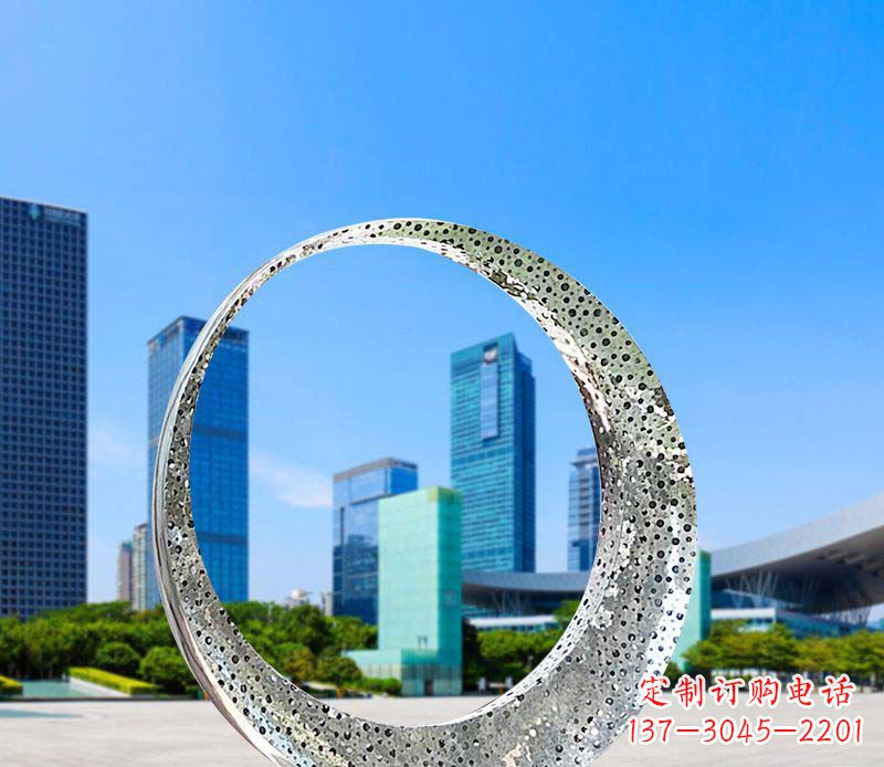 城市不锈钢灯饰圆环景观雕塑