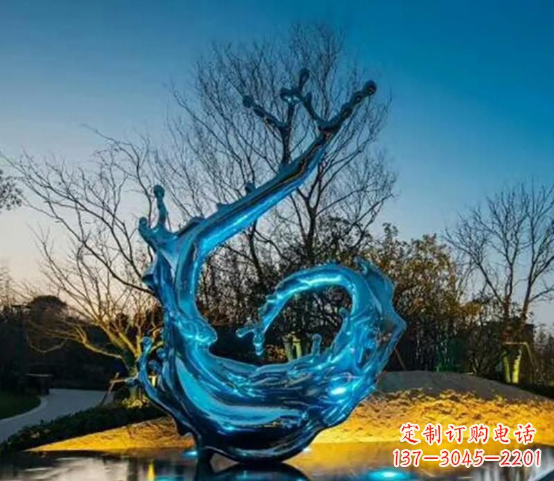 城市不锈钢海浪抽象雕塑