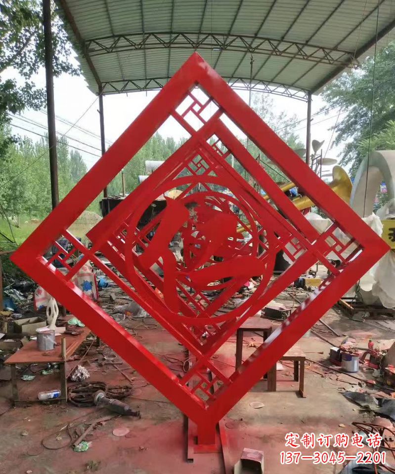 城市不锈钢剪纸摆件雕塑