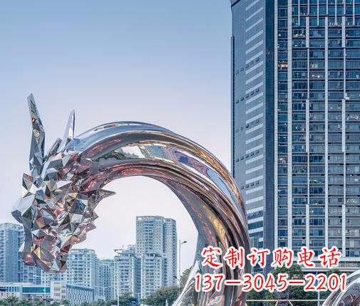 城市不锈钢镜面龙雕塑