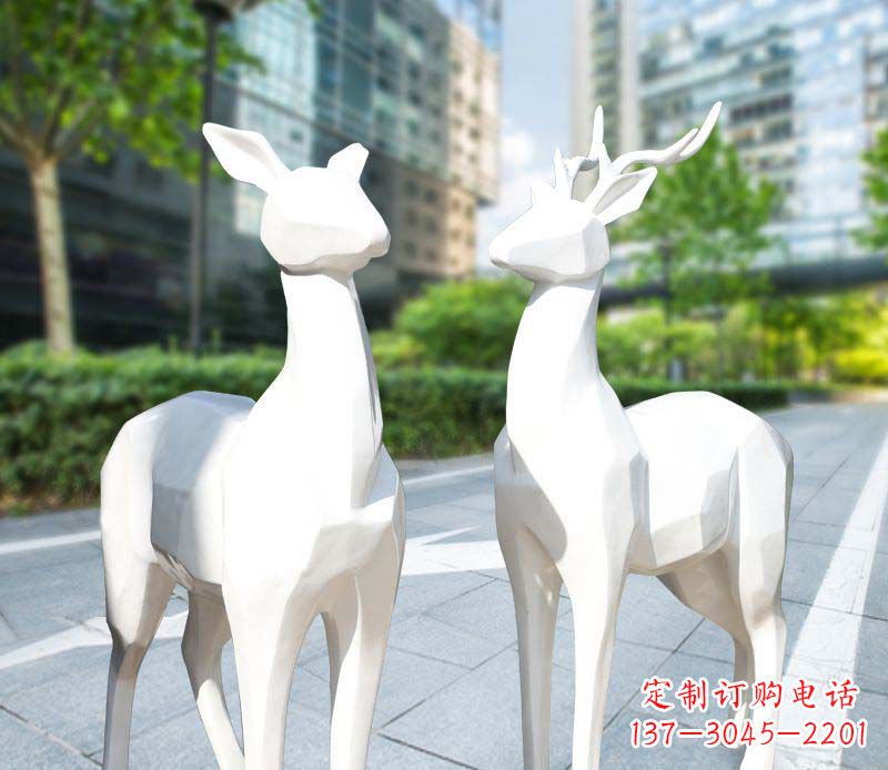 景观雕塑:鹿形不锈钢块面 景观雕塑:鹿形不锈钢块面