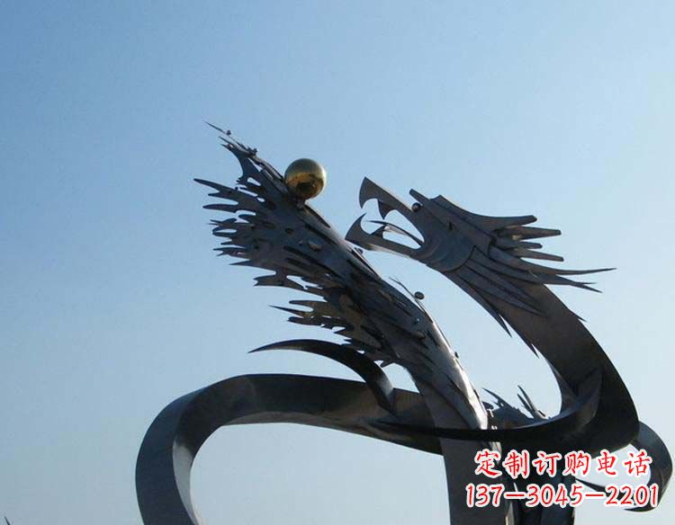 城市不锈钢龙戏珠雕塑