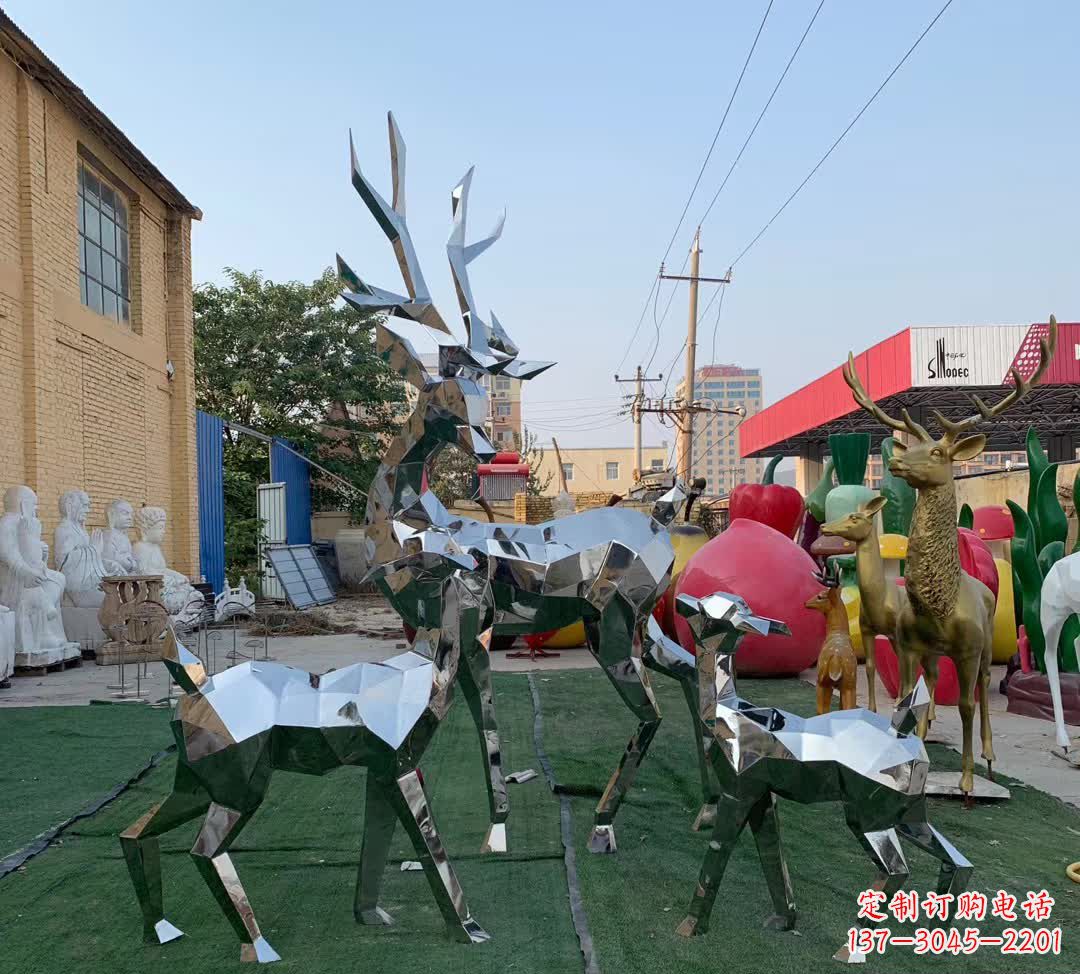 梅花鹿雕塑 - 城市/不锈钢/梅花鹿/摆件 梅花鹿雕塑 - 城市/不锈钢/梅花鹿/摆件
