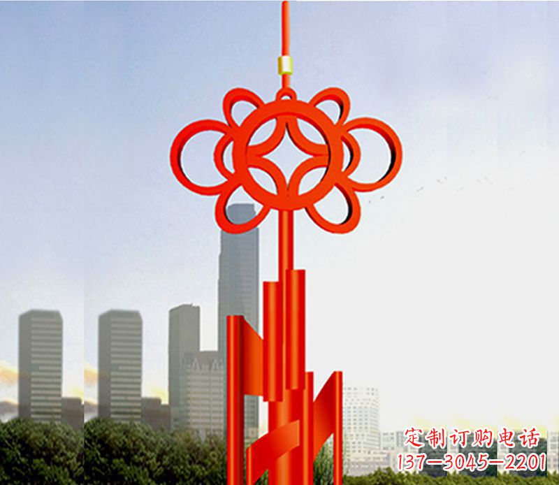 城市不锈钢中国结雕塑
