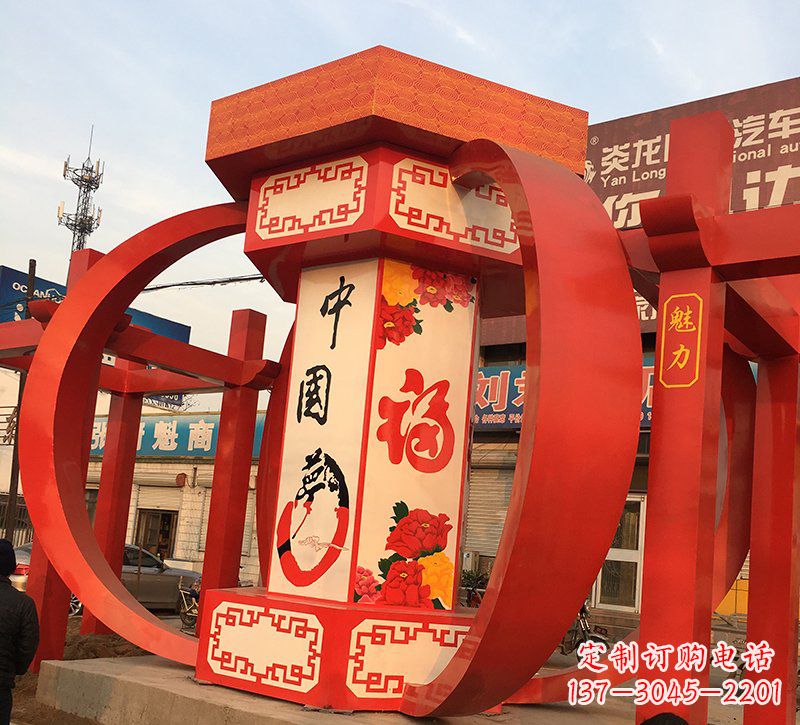 城市之光不锈钢中国梦灯笼雕塑 城市之光不锈钢中国梦灯笼雕塑