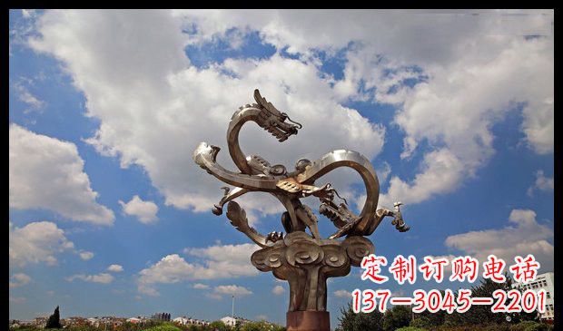 城市抽象双龙雕塑