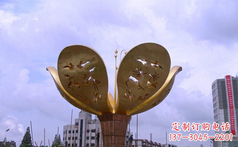 城市大型不锈钢花朵雕塑