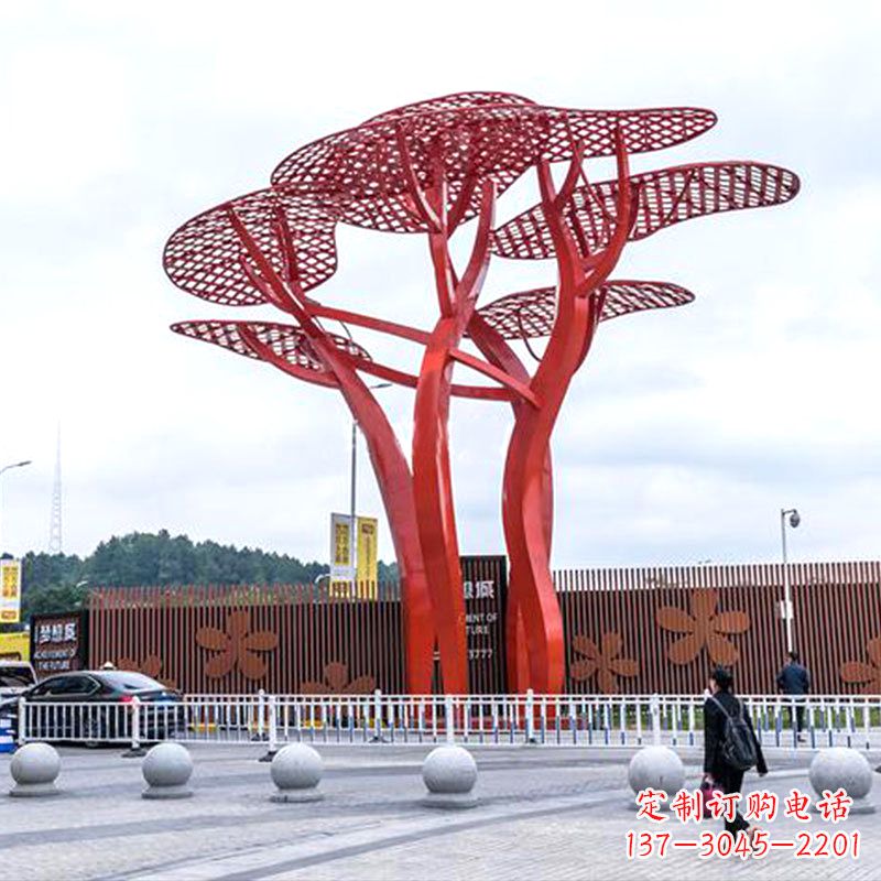 城市广场不锈钢网格大树雕塑