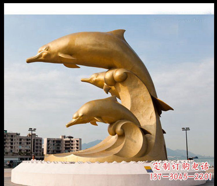 城市广场大型海豚铜雕