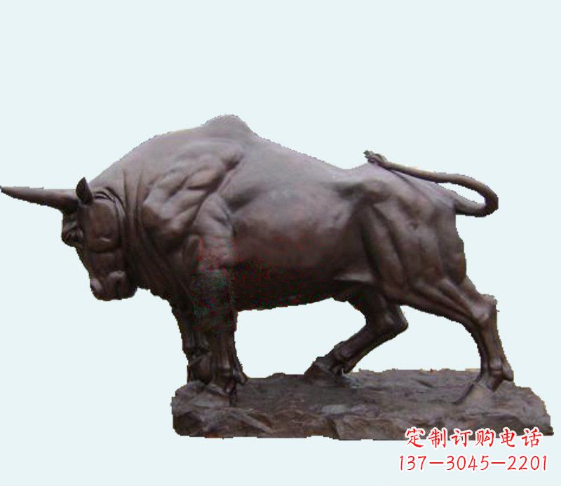城市街边玻璃钢仿铜牛雕塑 (4)